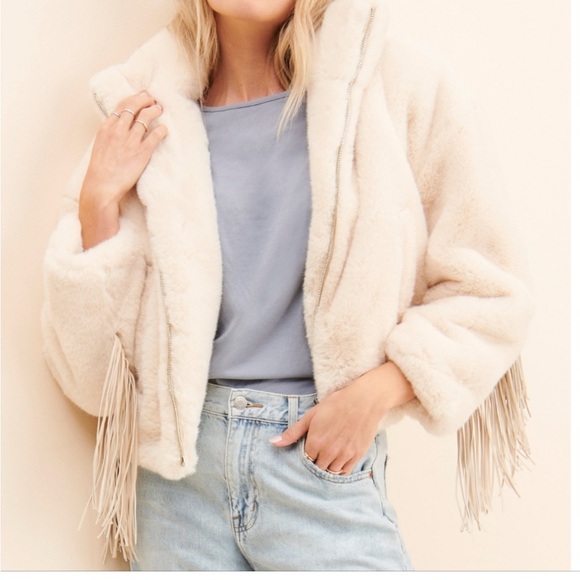 Anthropologie Cream Fringe Jacket - Picture 9 of 9